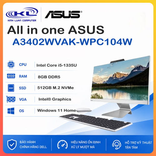 Máy tính để bàn All in one Asus A3402WVAK-WPC104W Máy tính để bàn All in one Asus A3402WVAK-WPC104W