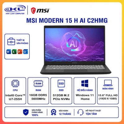 Laptop MSI Modern 15 H AI C2HMG Laptop MSI Modern 15 H AI C2HMG