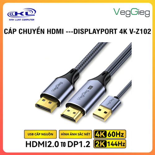 Cáp chuyển HDMI sang DisplayPort 4K V-Z102 Cáp chuyển HDMI sang DisplayPort 4K V-Z102