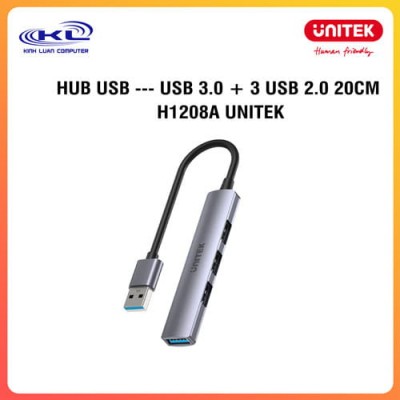 HUB USB --- USB 3.0 + 3 USB 2.0 20CM H1208A UNITEK HUB USB --- USB 3.0 + 3 USB 2.0 20CM H1208A UNITEK
