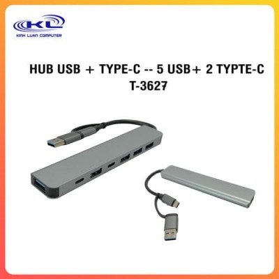 HUB USB + TYPE-C --- 5 USB+ 2 TYPTE-C T-3627 HUB USB + TYPE-C --- 5 USB+ 2 TYPTE-C T-3627
