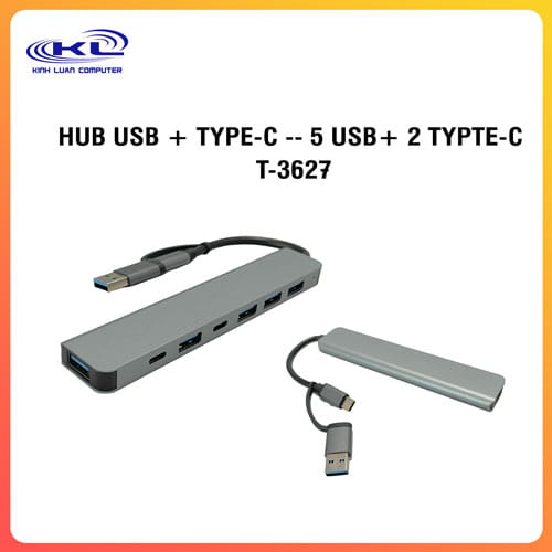 HUB USB + TYPE-C --- 5 USB+ 2 TYPTE-C T-3627 HUB USB + TYPE-C --- 5 USB+ 2 TYPTE-C T-3627